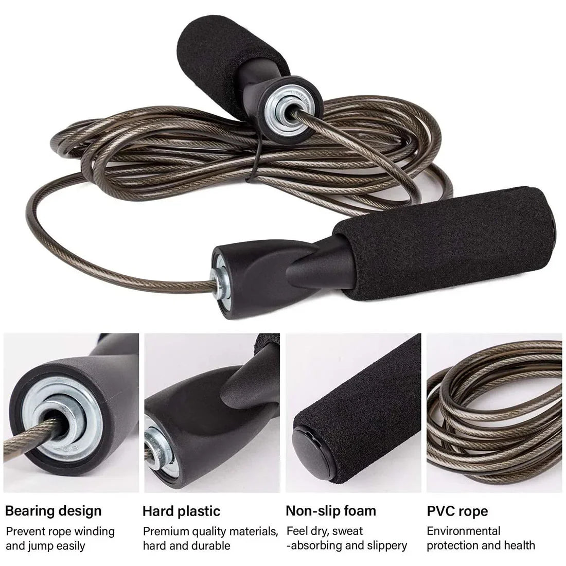 Adjustable Steel Wire Jump Rope for Speed Skipping & Fitness