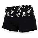 Skull Print Biker Shorts, Stretch Fit Low Rise, view 2 of 4