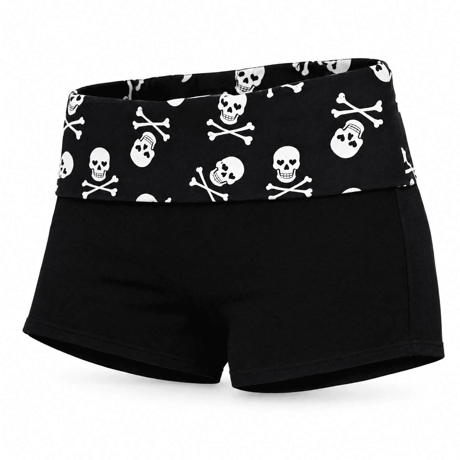Skull Print Biker Shorts, Stretch Fit Low Rise, view 2 of 4