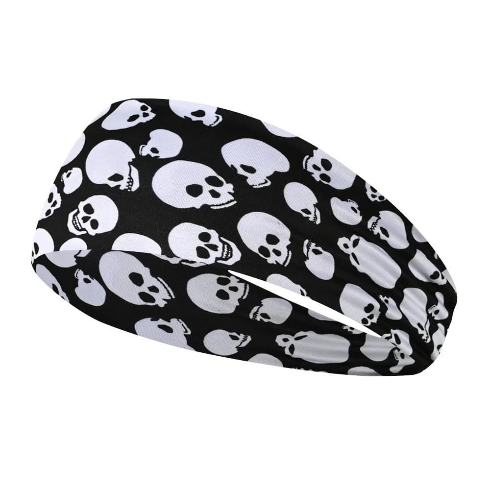 Skull Print Sports Headband, Wide Stretchy, view 3 of 4