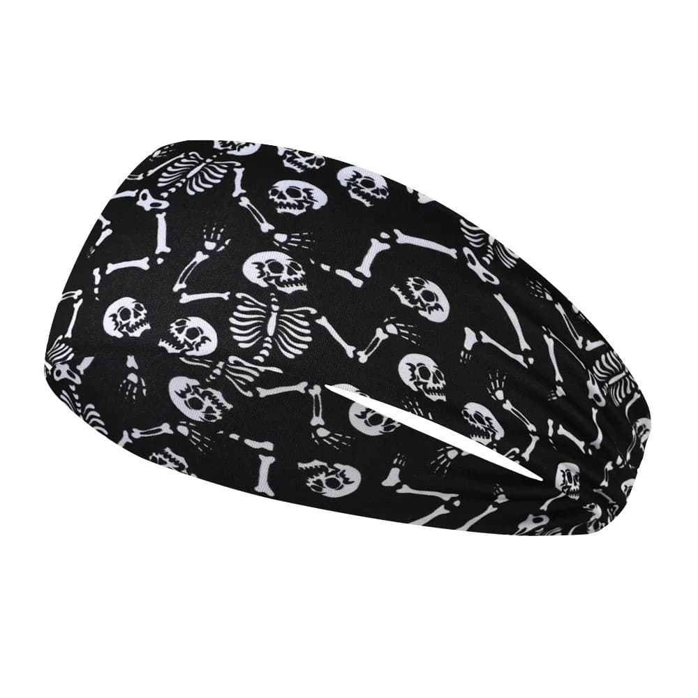 Skull Print Sports Headband, Wide Stretchy, view 4 of 4