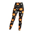 Halloween Pumpkin Bat Print Leggings, Mid Rise Full Length, view 1 of 5
