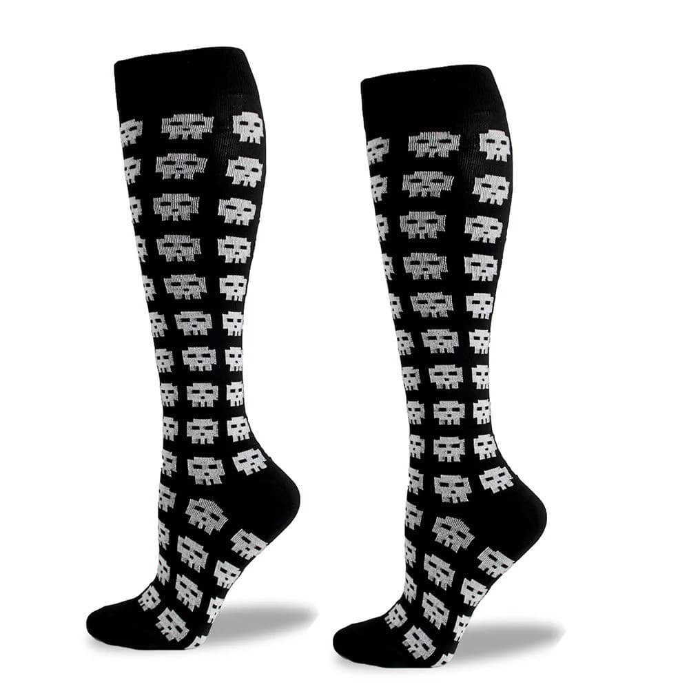Skull Print Knee High Running Socks, view 2 of 3
