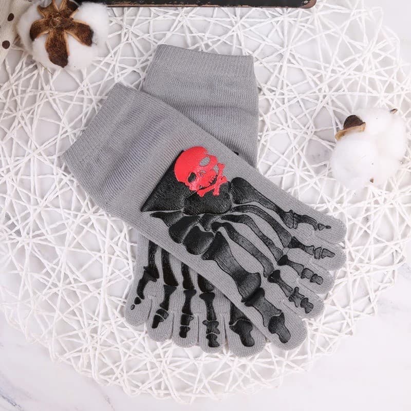 Skeleton Bone Five Toe Socks, Skull Print, view 5 of 8