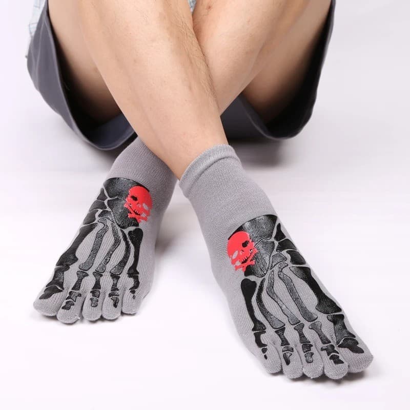 Skeleton Bone Five Toe Socks, Skull Print, view 7 of 8