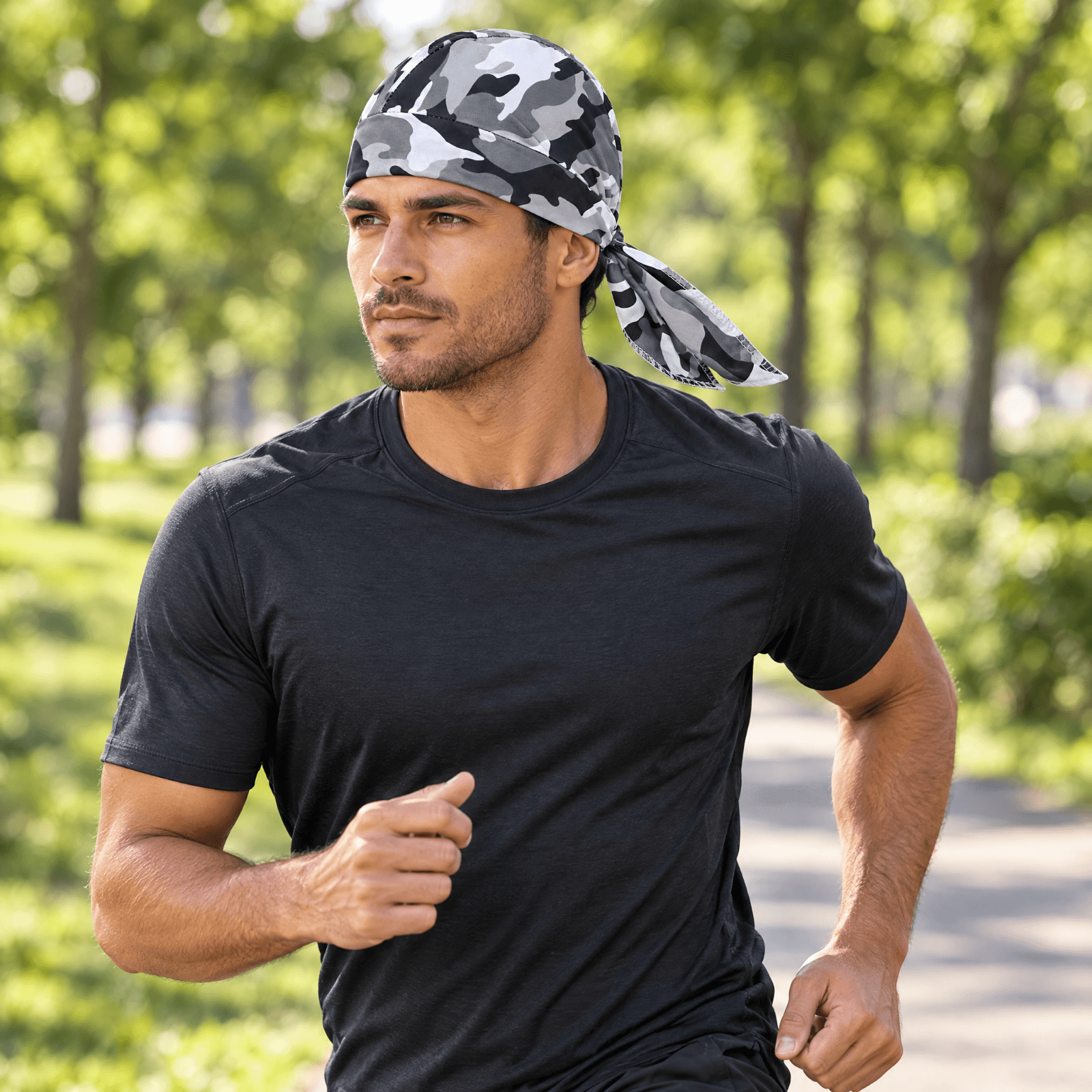 Camo Tie-Back Head Wrap for Gym, Cycling, Running, view 4 of 4