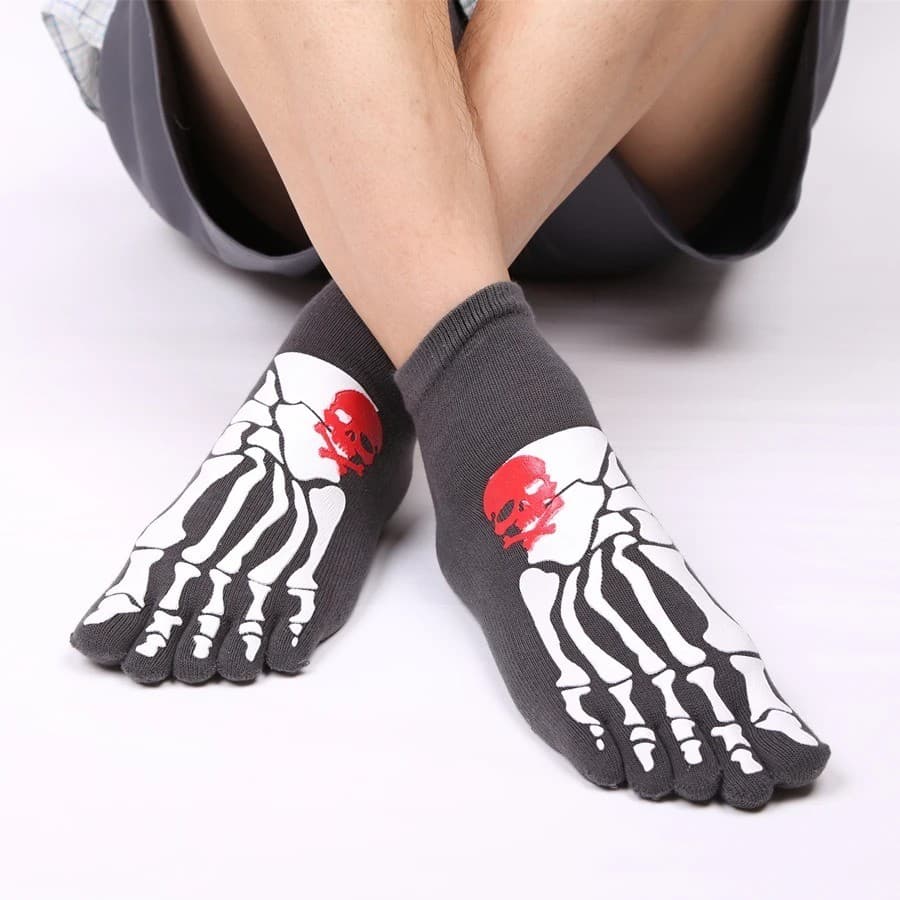 Skeleton Bone Five Toe Socks, Skull Print, view 8 of 8