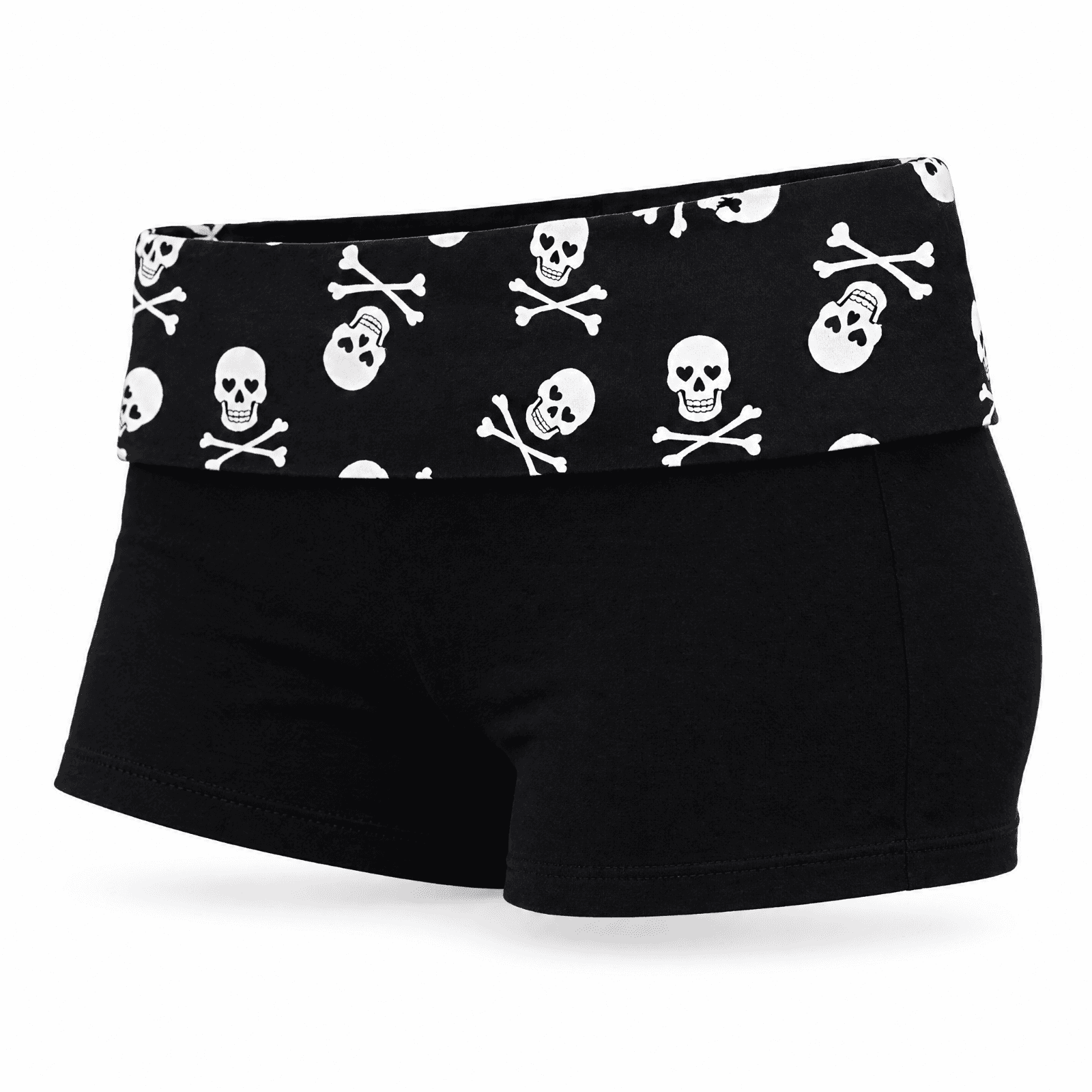 Skull Print Biker Shorts, Stretch Fit Low Rise, view 3 of 4