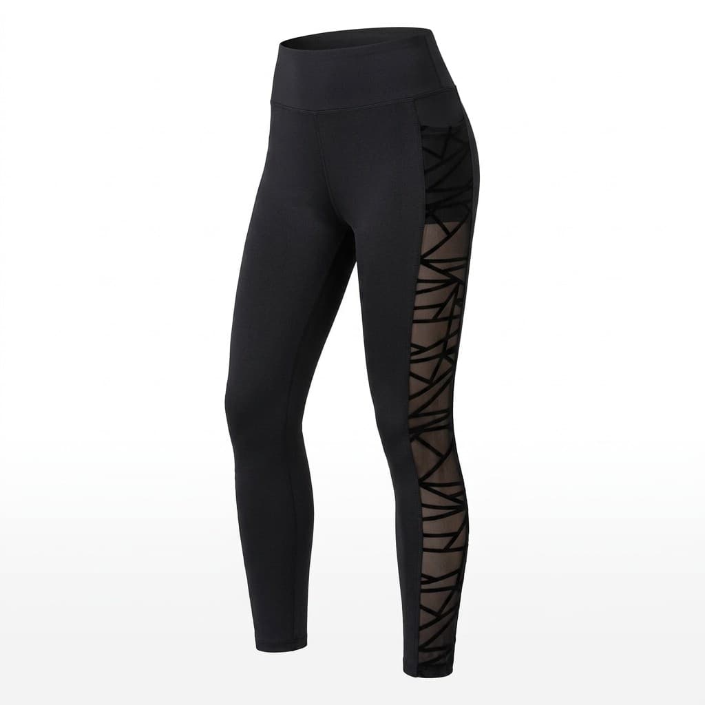 Web Mesh Panel Leggings - High-Waist Halloween Training Tights with Phone Pocket