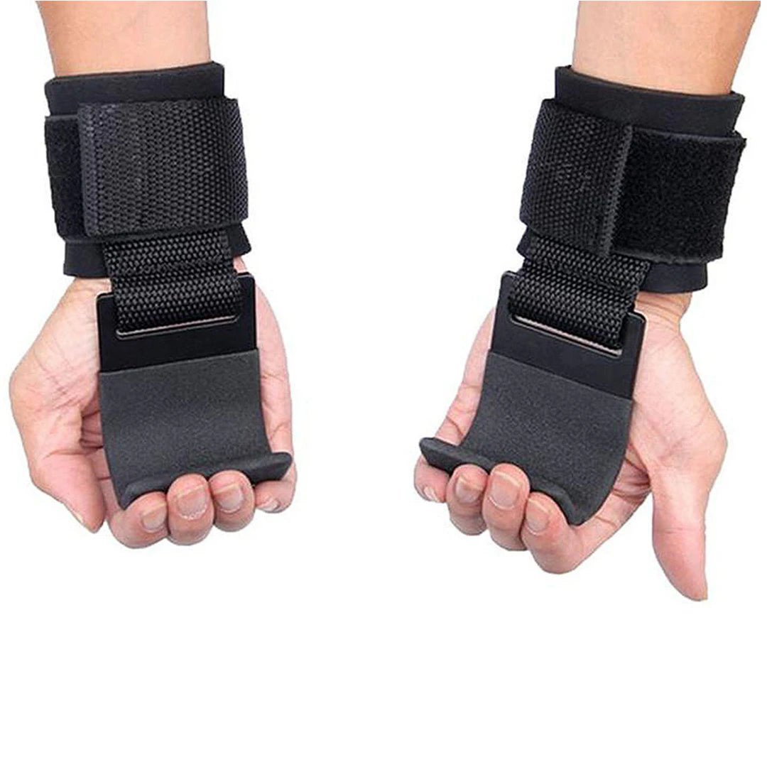 2 PCS Weight Lifting Hooks Weight Strap Pull-Ups Power Lifting Gloves