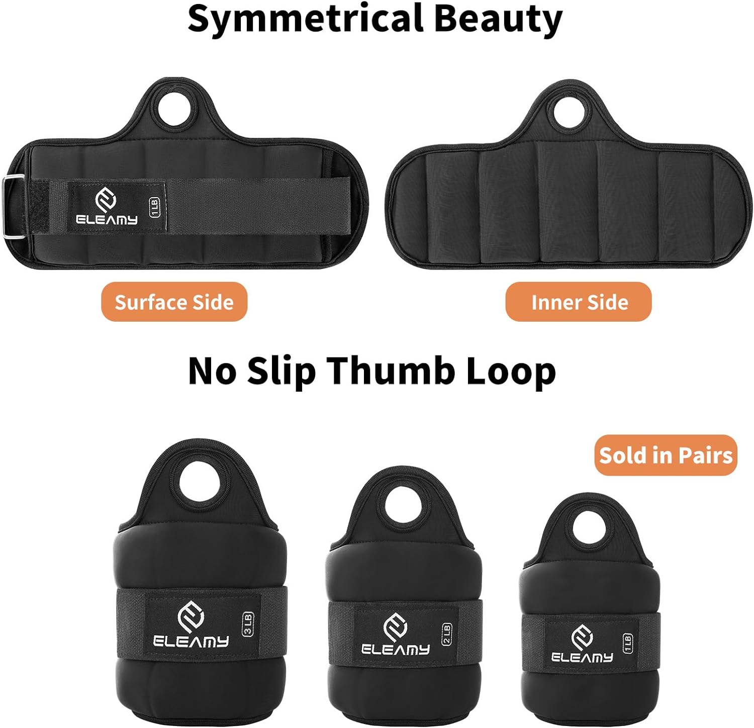 Wrist Weights with Thumb Loops Lock for Women & Men 1Lb*2/2Lbs*2/3Lbs*2