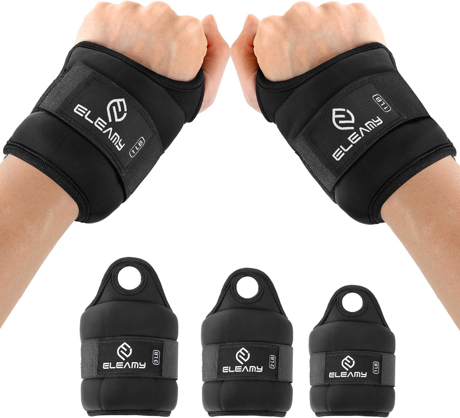 Wrist Weights with Thumb Loops Lock for Women & Men 1Lb*2/2Lbs*2/3Lbs*2
