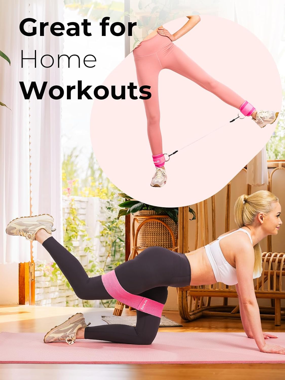 Ankle Resistance Bands with Cuffs | Pink Booty Band