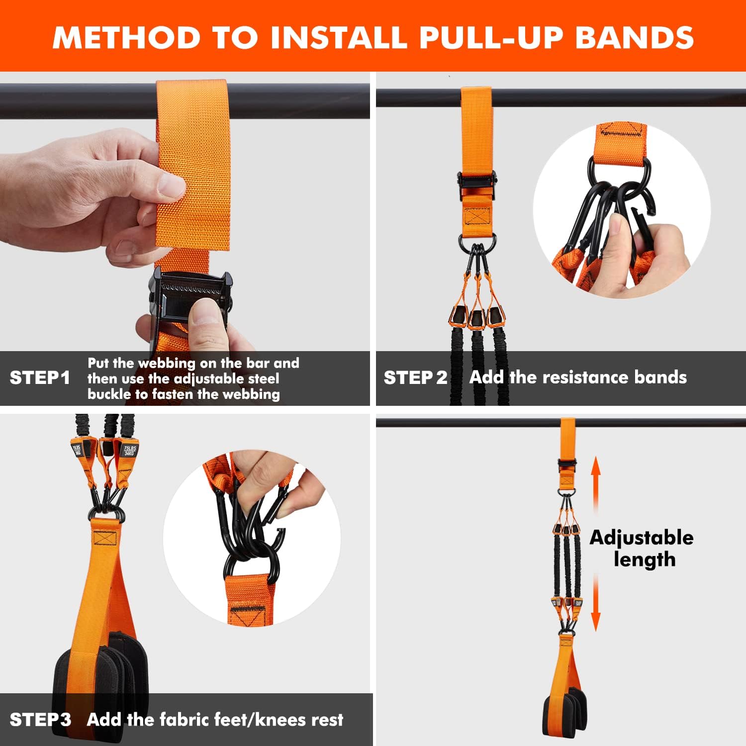 Pull up Assistance Bands, Heavy Duty Resistance Band for Pull up Bar, Adjustable