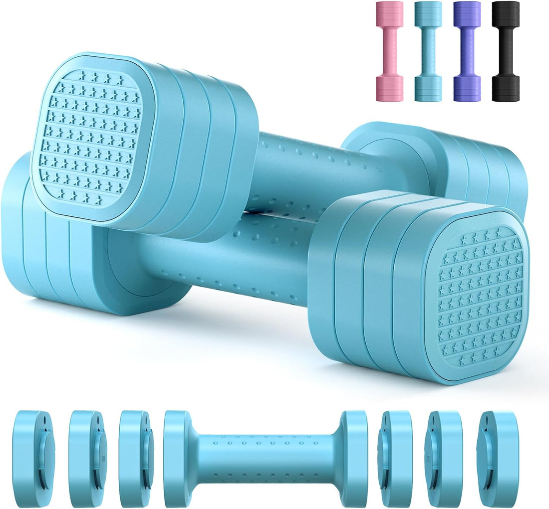 Adjustable Dumbbell Set of 2, 4 in 1 Free Weights Dumbbells Set for Women