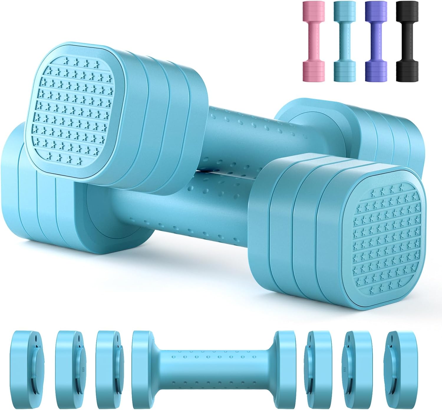 Adjustable Dumbbell Set of 2, 4 in 1 Free Weights Dumbbells Set for Women