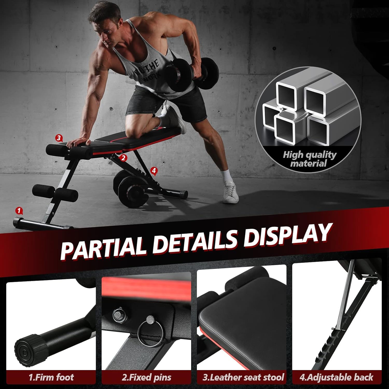 Weight Bench Press, Strength Training Adjustable Workout Benches