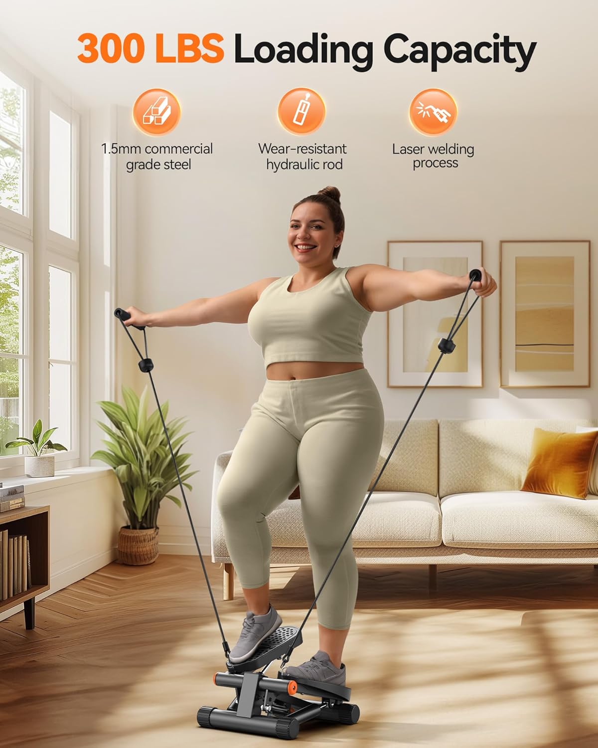 Steppers for Exercise, Stair Stepper with Resistance Bands, Mini Stepper
