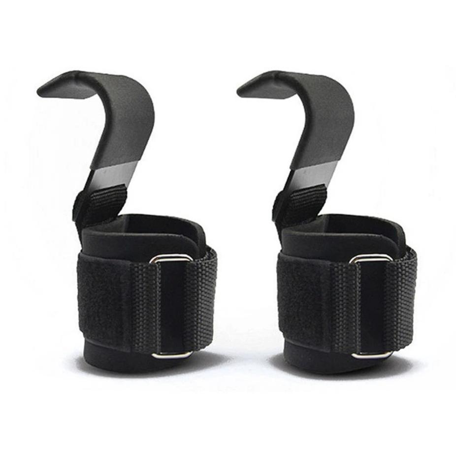 2 PCS Weight Lifting Hooks Weight Strap Pull-Ups Power Lifting Gloves