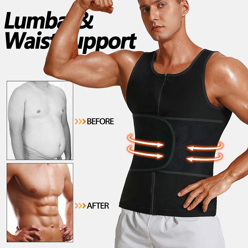 2-in-1 Neoprene Sweat Vest for Men, Adjustable Waist Trainer