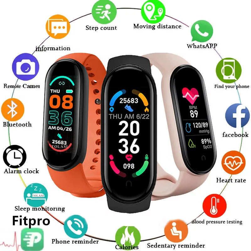 Smart Fitness Band Tracker Heart Rate Blood Pressure Waterproof