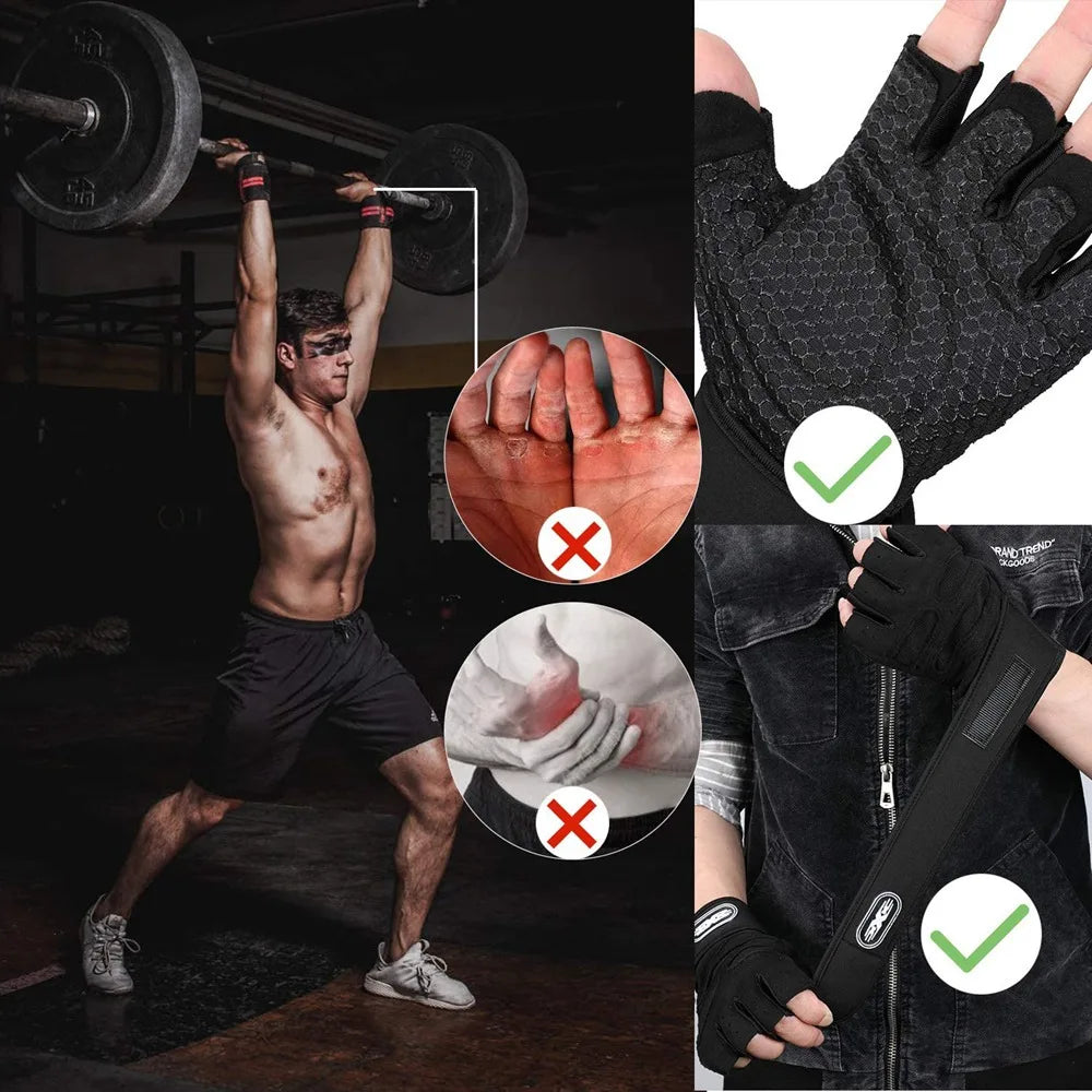 Weight Lifting Gloves for Men/Women with Wrist Wrap & Half Finger