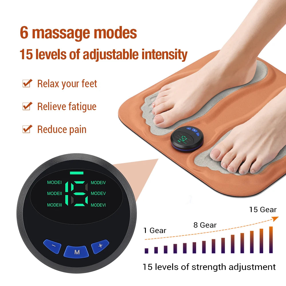 3D Smart Foot Massager Pad 6 Modes 15 Levels, Rechargeable