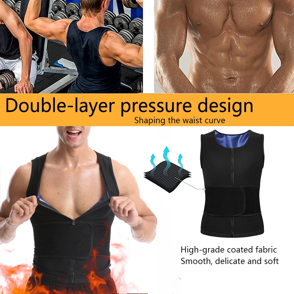 2-in-1 Neoprene Sweat Vest for Men, Adjustable Waist Trainer