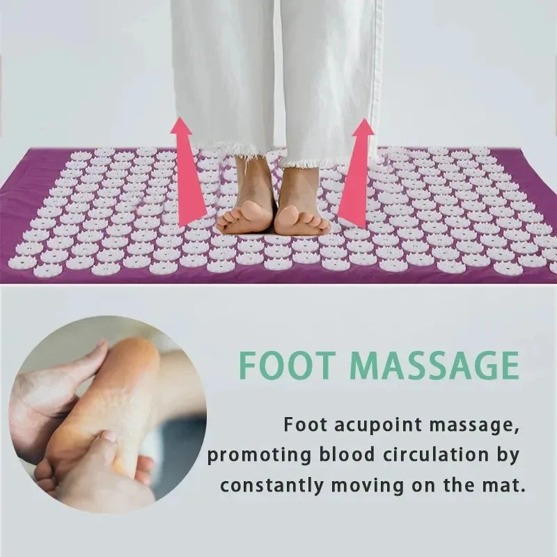 Yoga Massage Mat with Pillow for Stress Relief & Back Pain