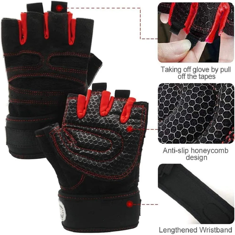 Weight Lifting Gloves for Men/Women with Wrist Wrap & Half Finger