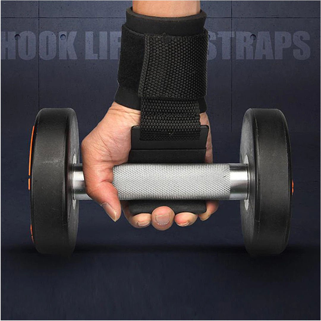 2 PCS Weight Lifting Hooks Weight Strap Pull-Ups Power Lifting Gloves