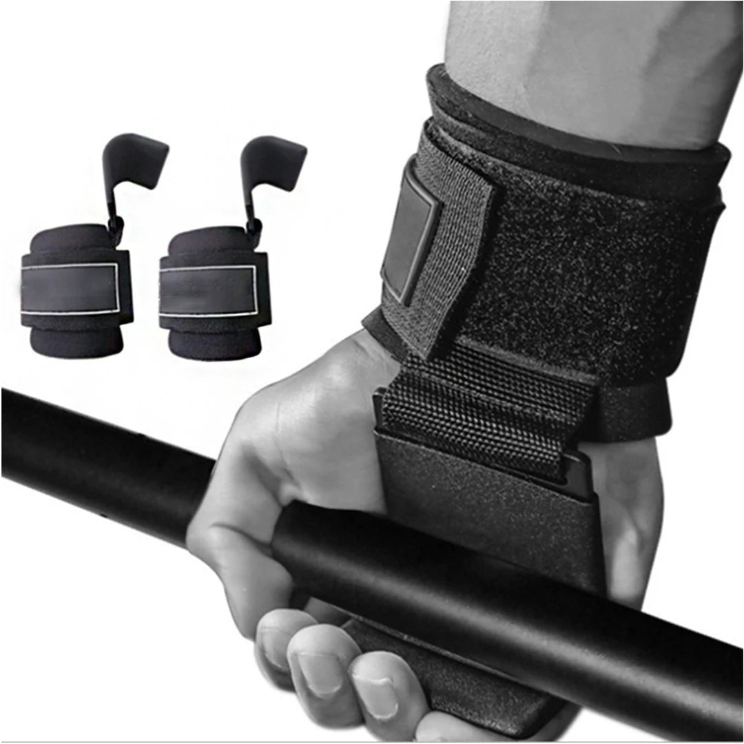 2 PCS Weight Lifting Hooks Weight Strap Pull-Ups Power Lifting Gloves