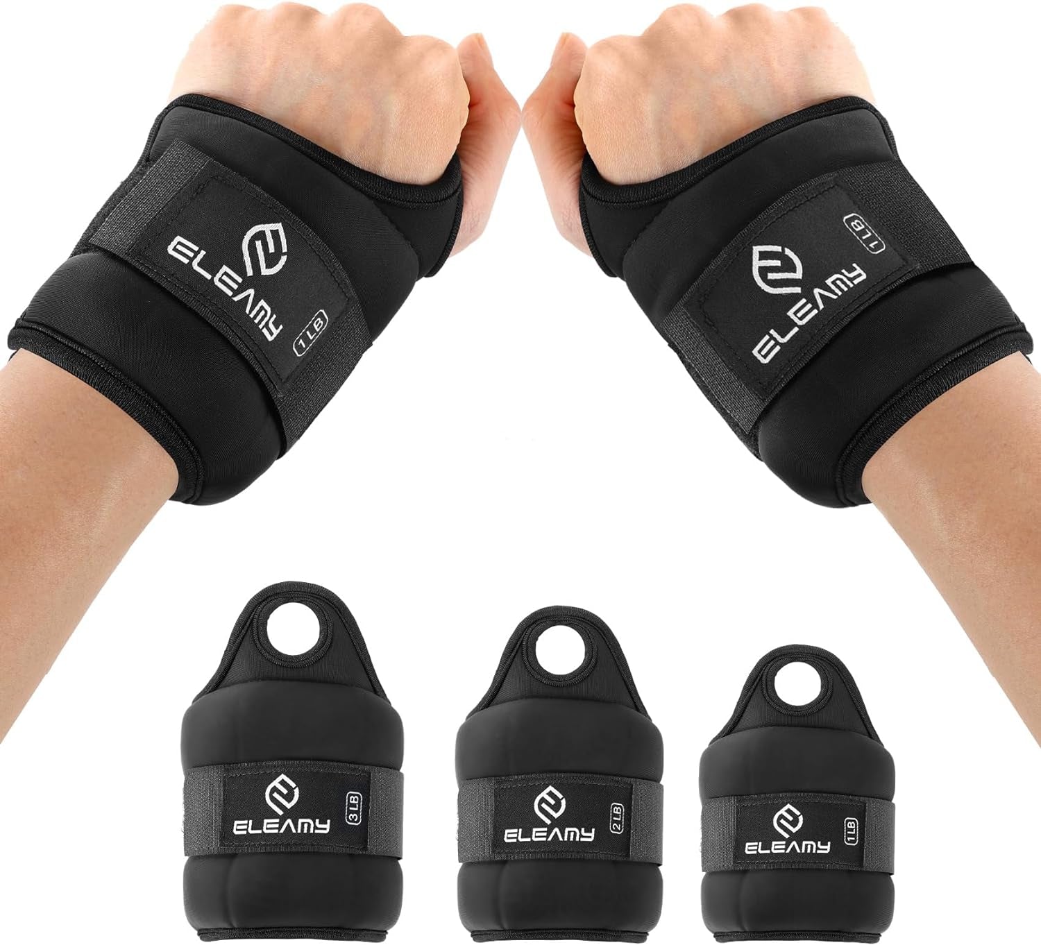 Wrist Weights with Thumb Loops Lock for Women & Men 1Lb*2/2Lbs*2/3Lbs*2