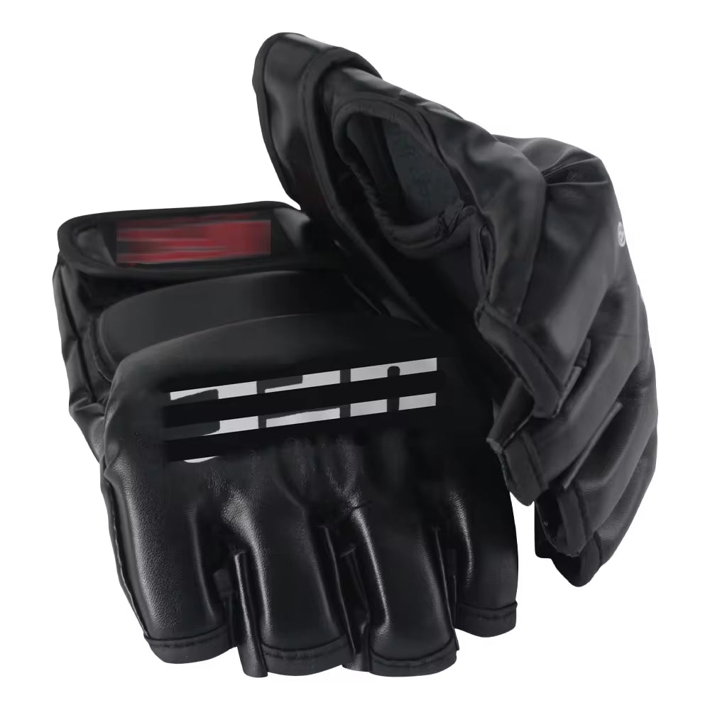 Black MMA Half-Finger Gloves for Men | Tiger Muay Thai Boxing Pads